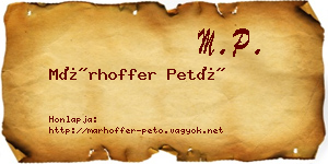 Márhoffer Pető névjegykártya